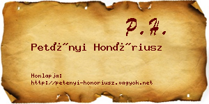 Petényi Honóriusz névjegykártya
